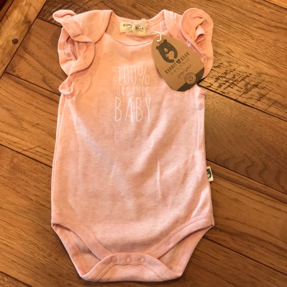Rabbit Bear Organic Girl Onesies. 3 Pack. NWT - Picture 3 of 5